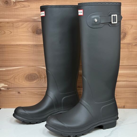 Hunter Womens Original Tall Matte Black Rain Rubber Boots EU 40/41 - US 9 - Picture 1 of 11